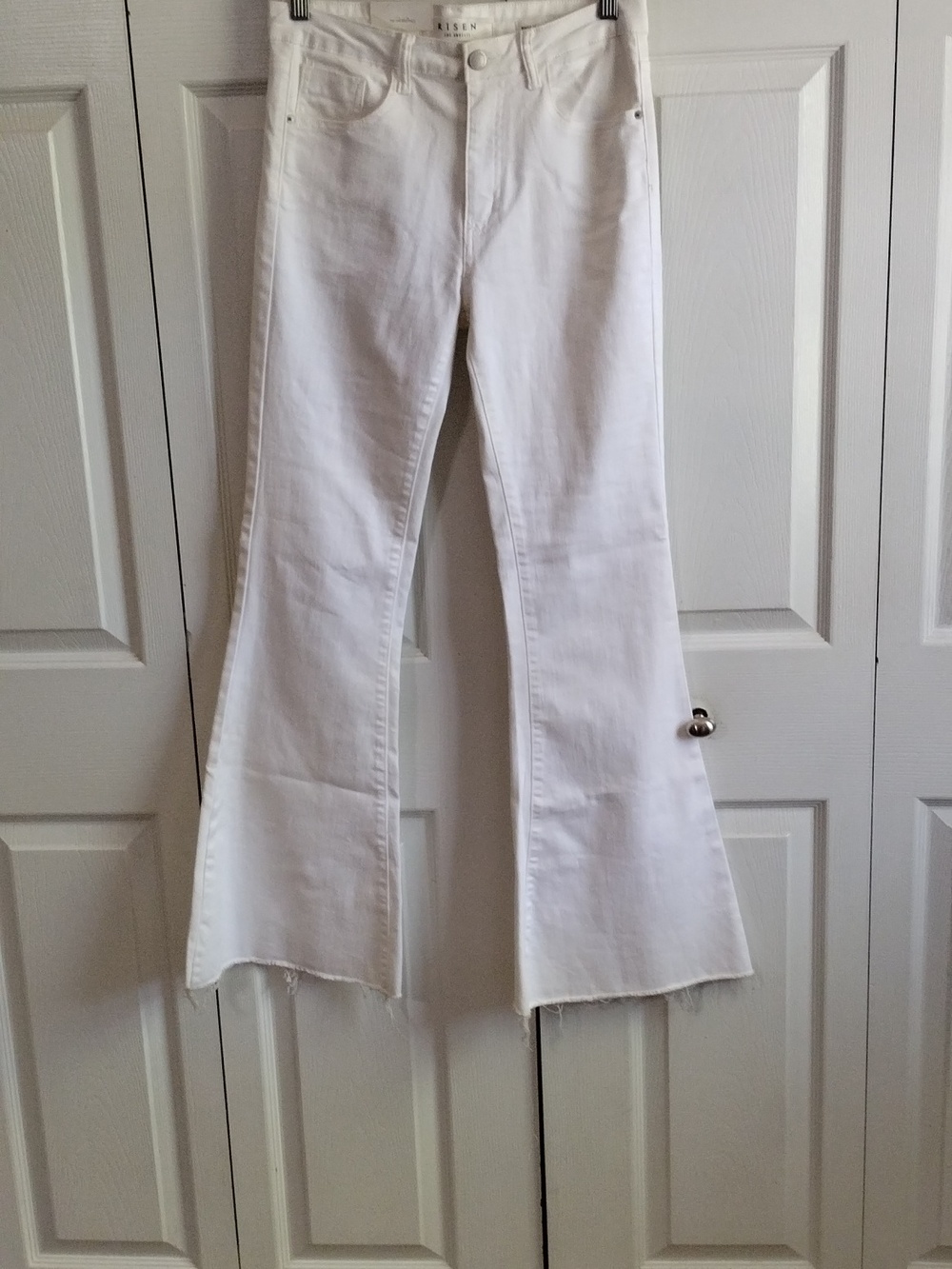 Women's White Raw-Hem Flare Jeans - Wide Leg